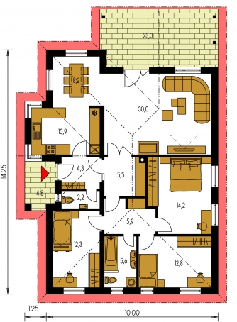 Floor plan of ground floor - BUNGALOW 23